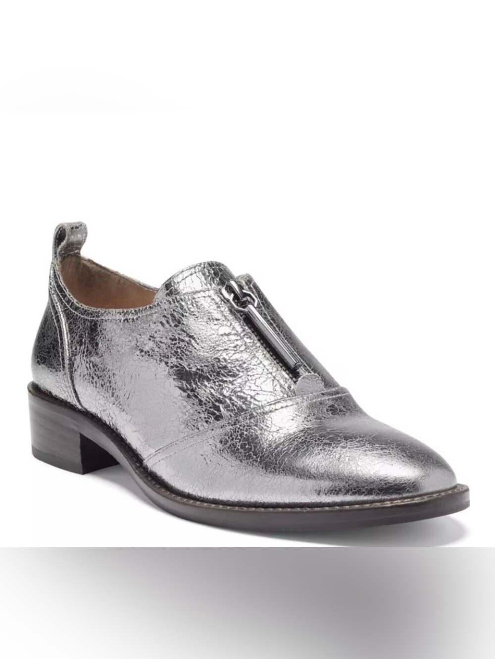 Louise et Cie LO-FADI Metallic Silver Zip Menswear Oxford SZ 9M / 40 EUC $120